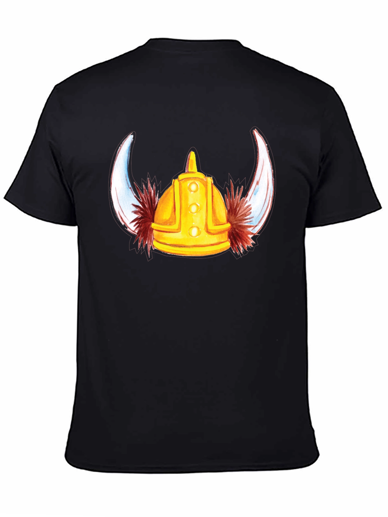 Viking Helmet Graphic Tee - Black Cotton T-Shirt