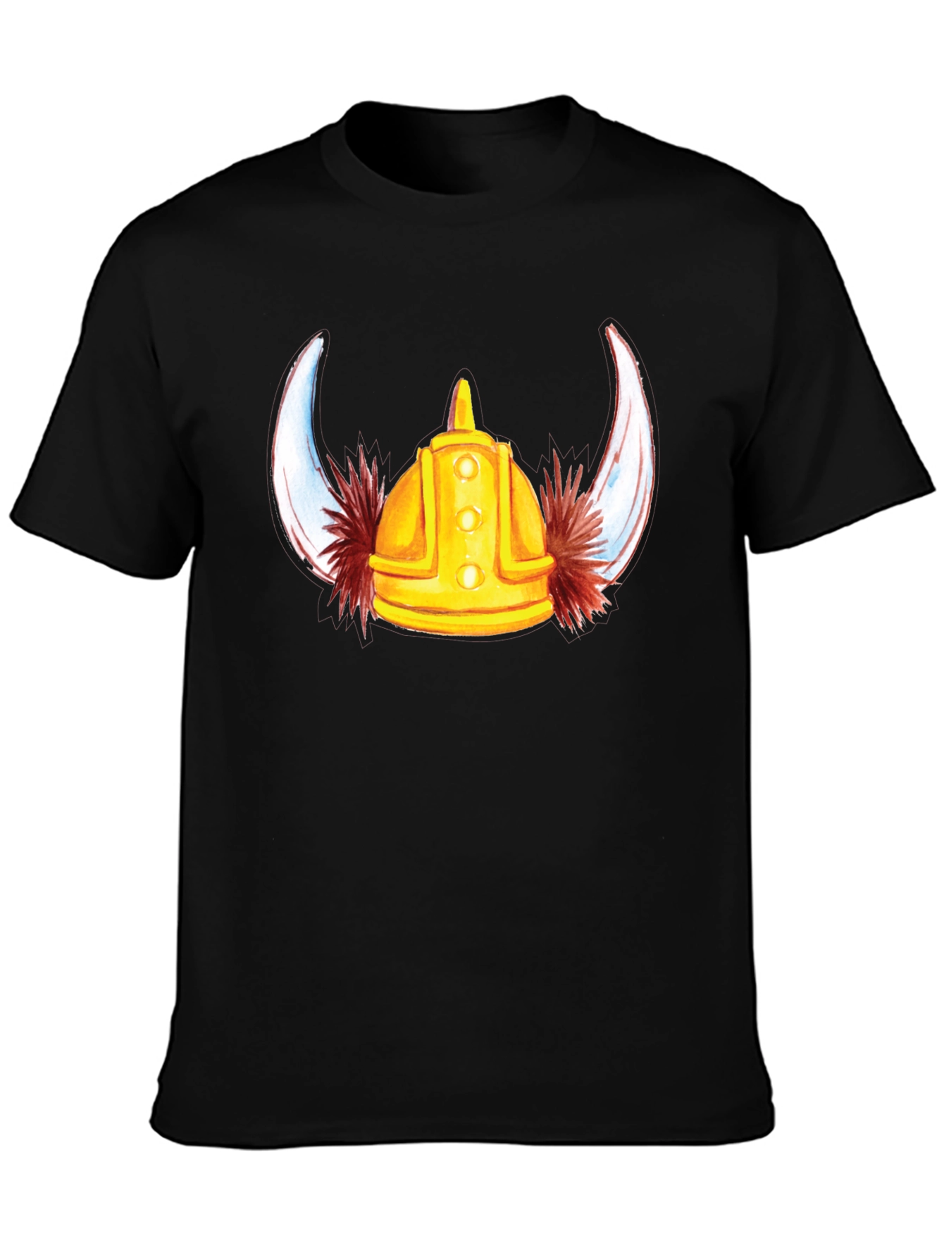 Viking Helmet Graphic Tee - Black Cotton T-Shirt