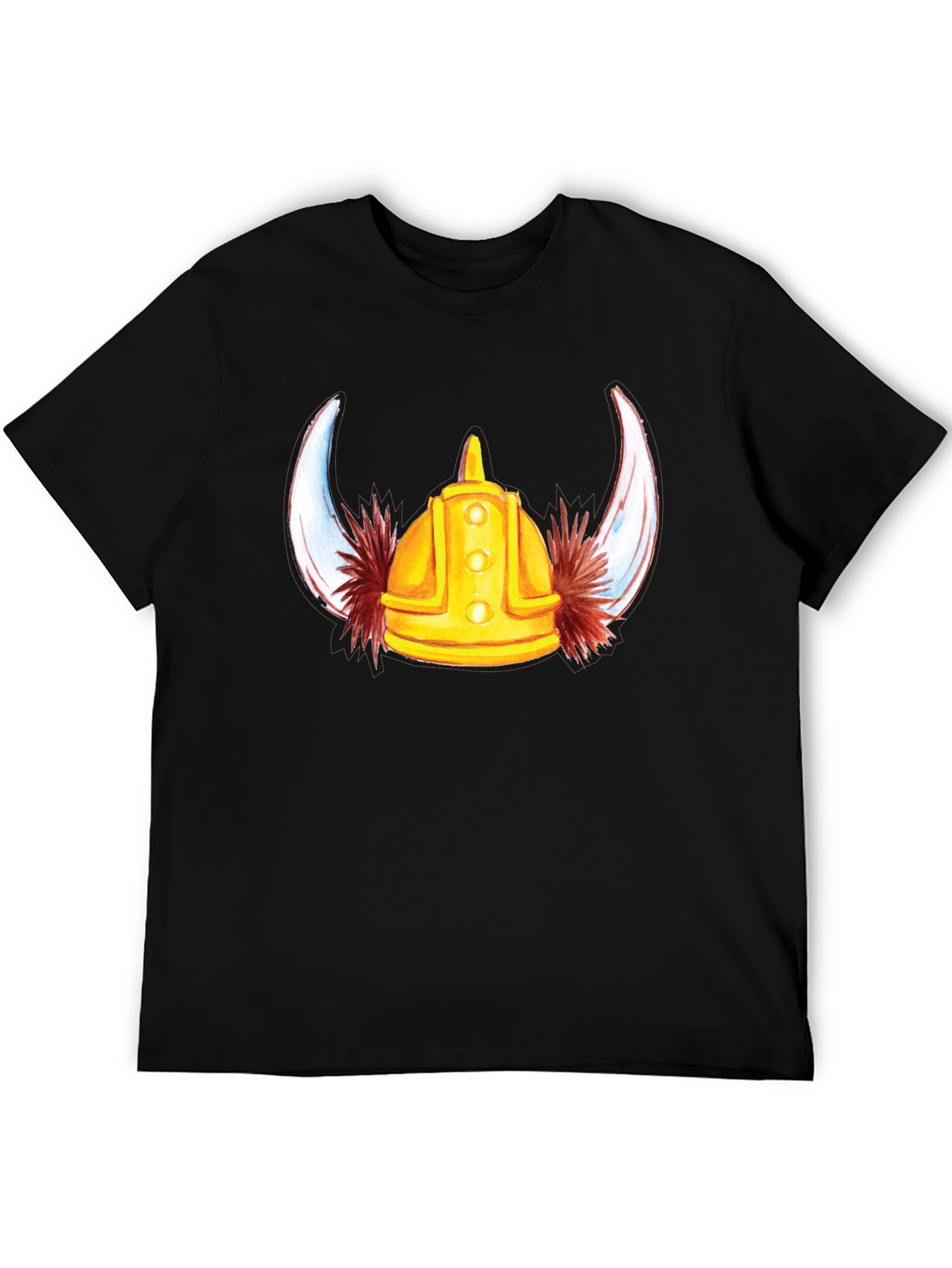 Viking Helmet Graphic Tee - Black Cotton T-Shirt