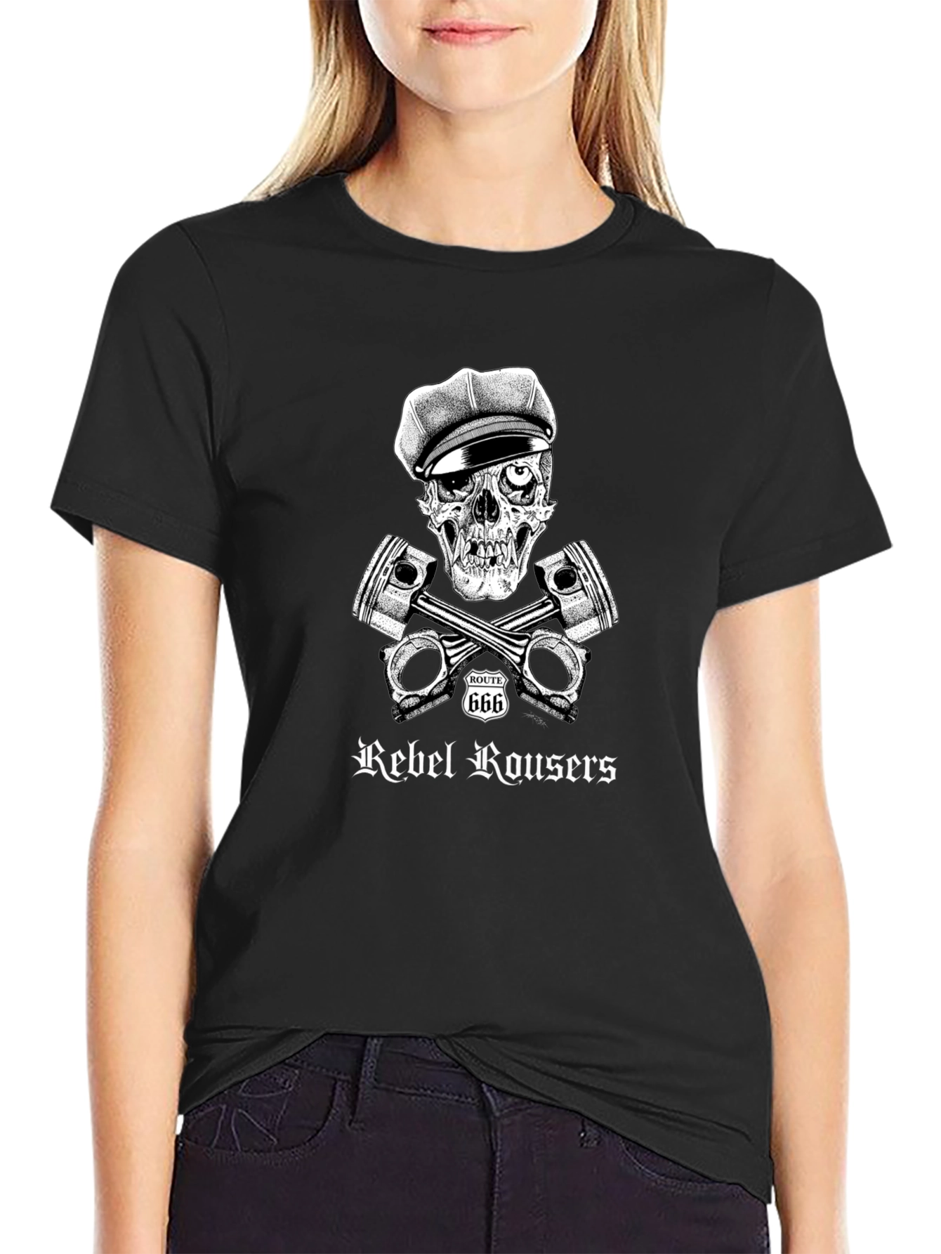 Rebel Rousers Skull & Pistons Graphic T-Shirt