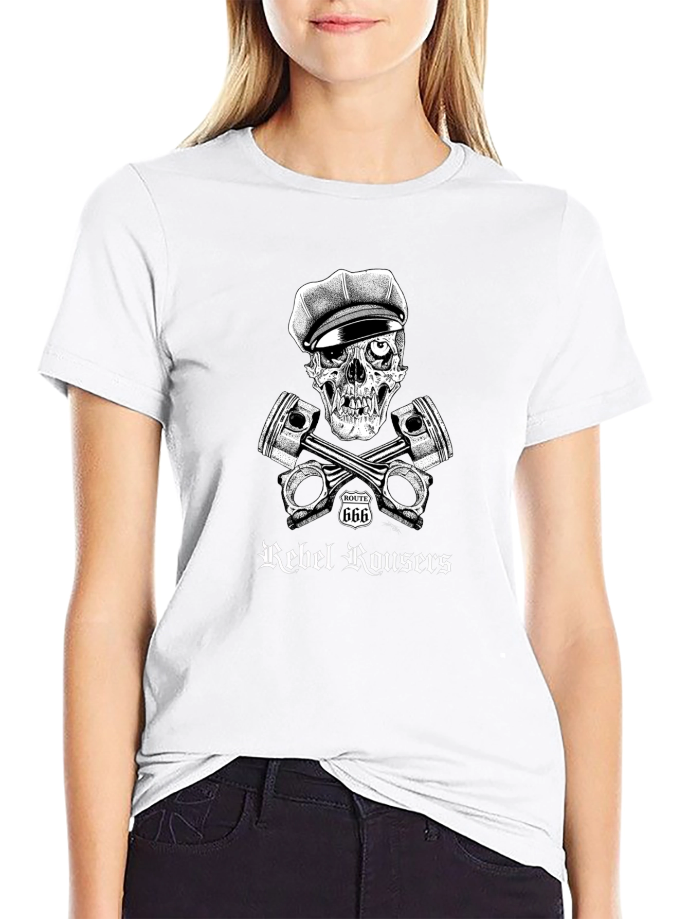 Rebel Rousers Skull & Pistons Graphic T-Shirt
