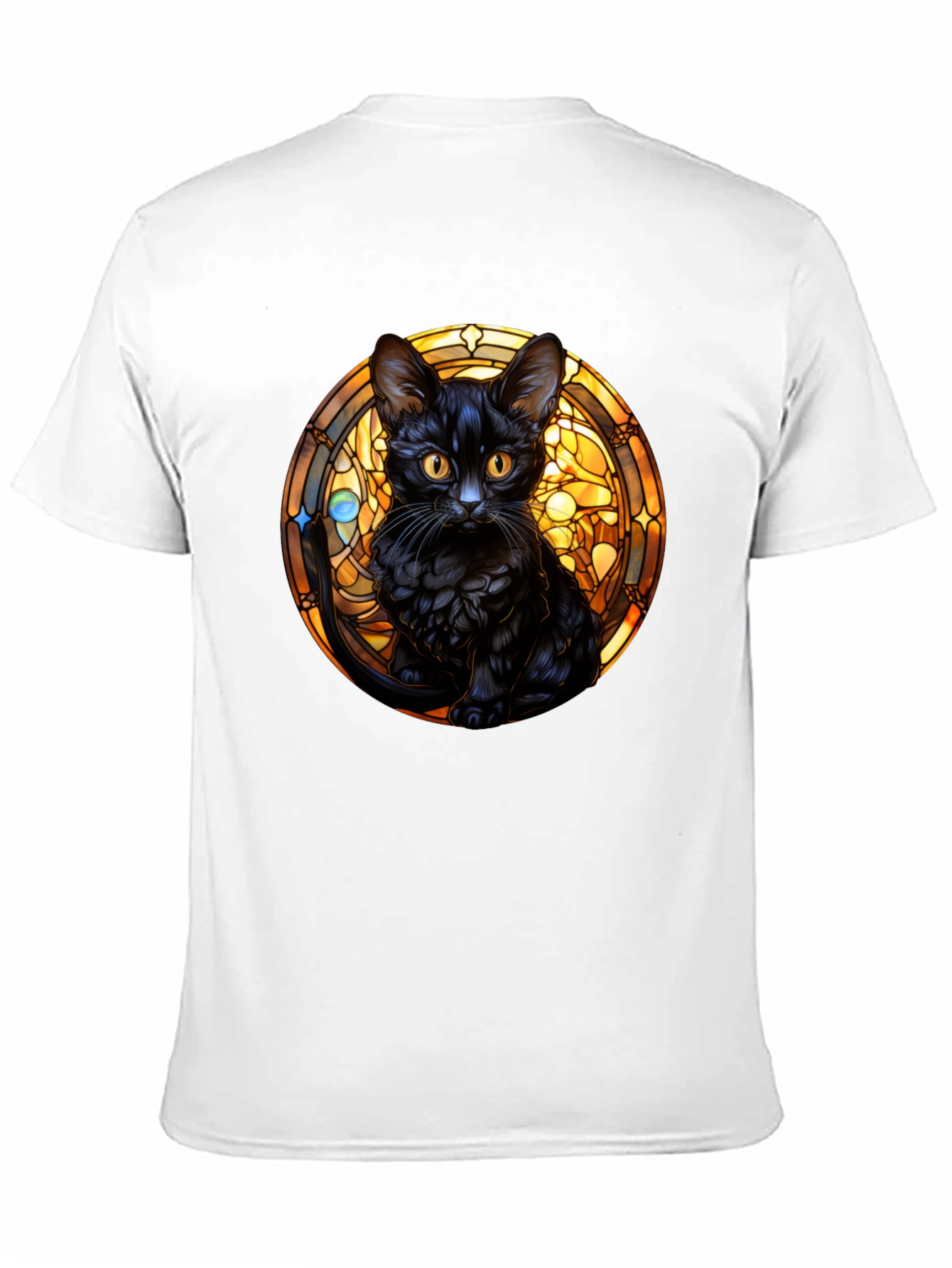 Black Cat Stained Glass Graphic Tee