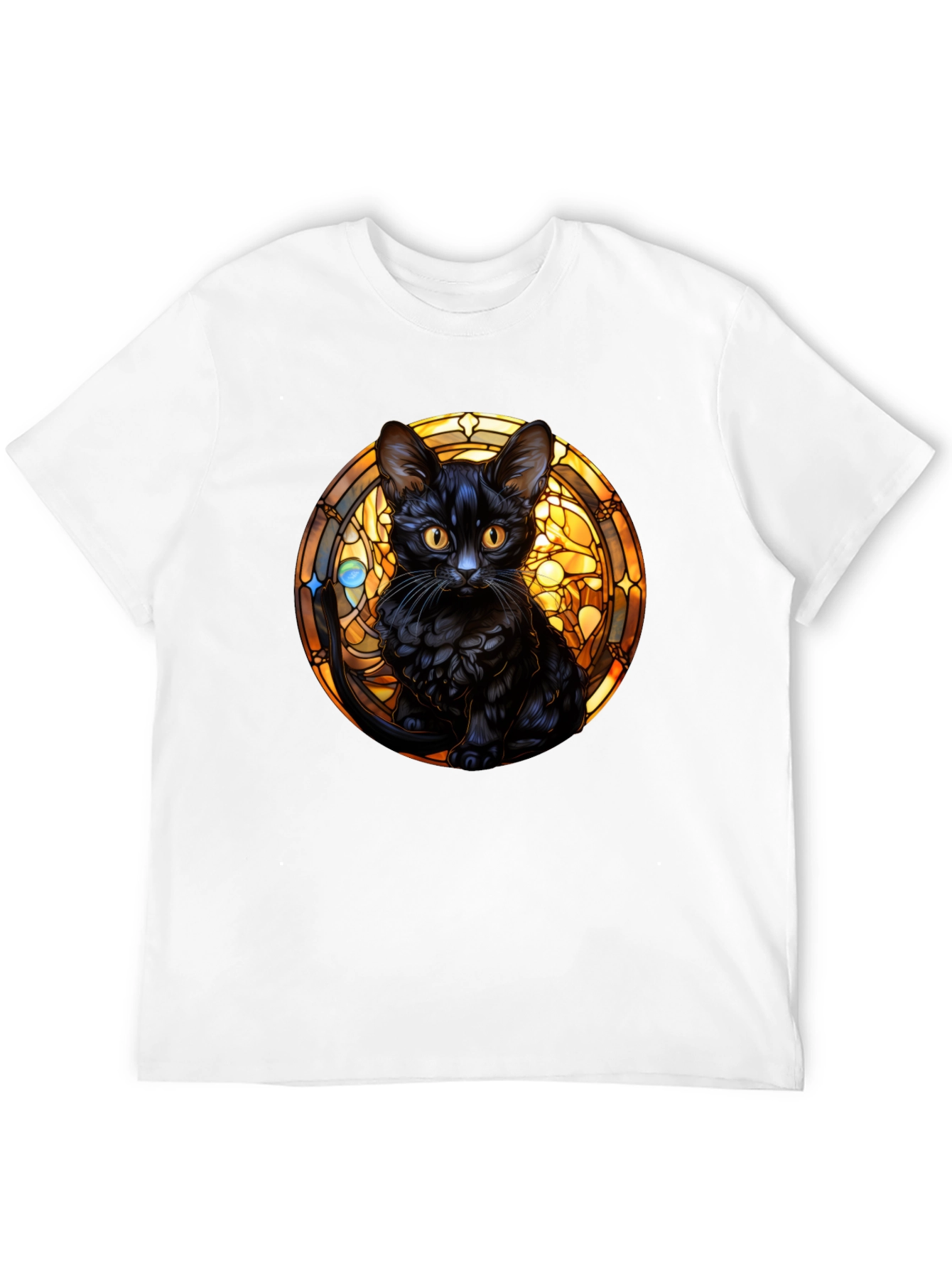 Black Cat Stained Glass Graphic Tee