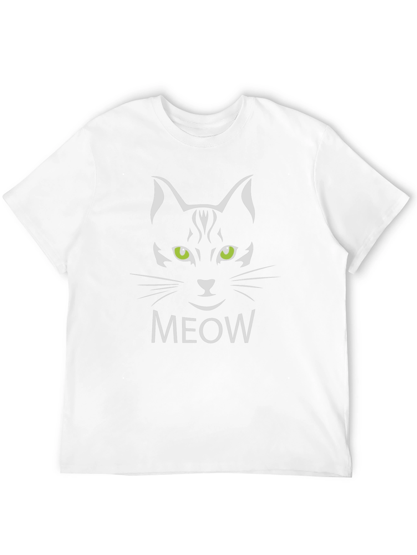 Meow Cat Graphic Tee - Black Cotton T-Shirt