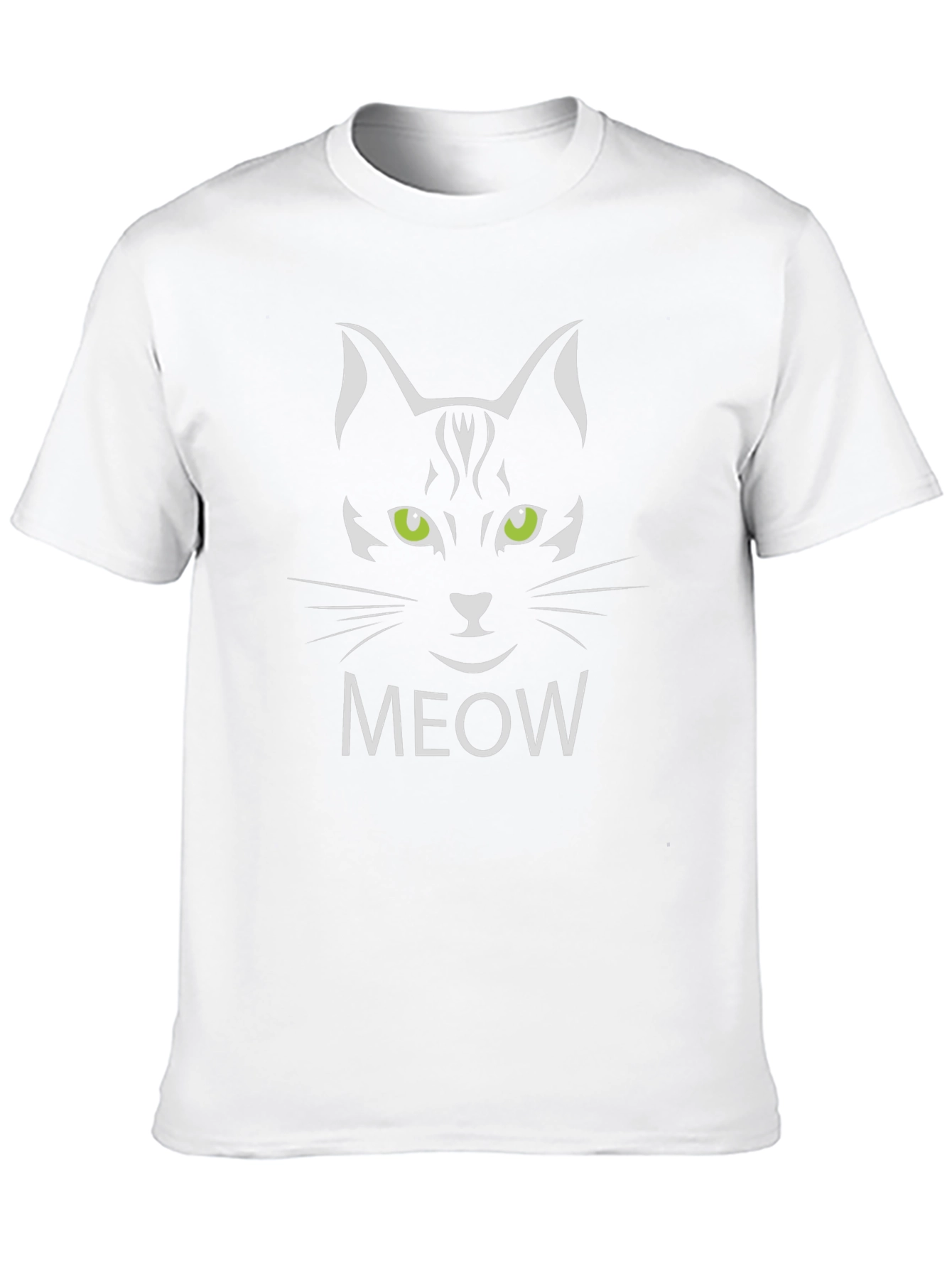 Meow Cat Graphic Tee - Black Cotton T-Shirt