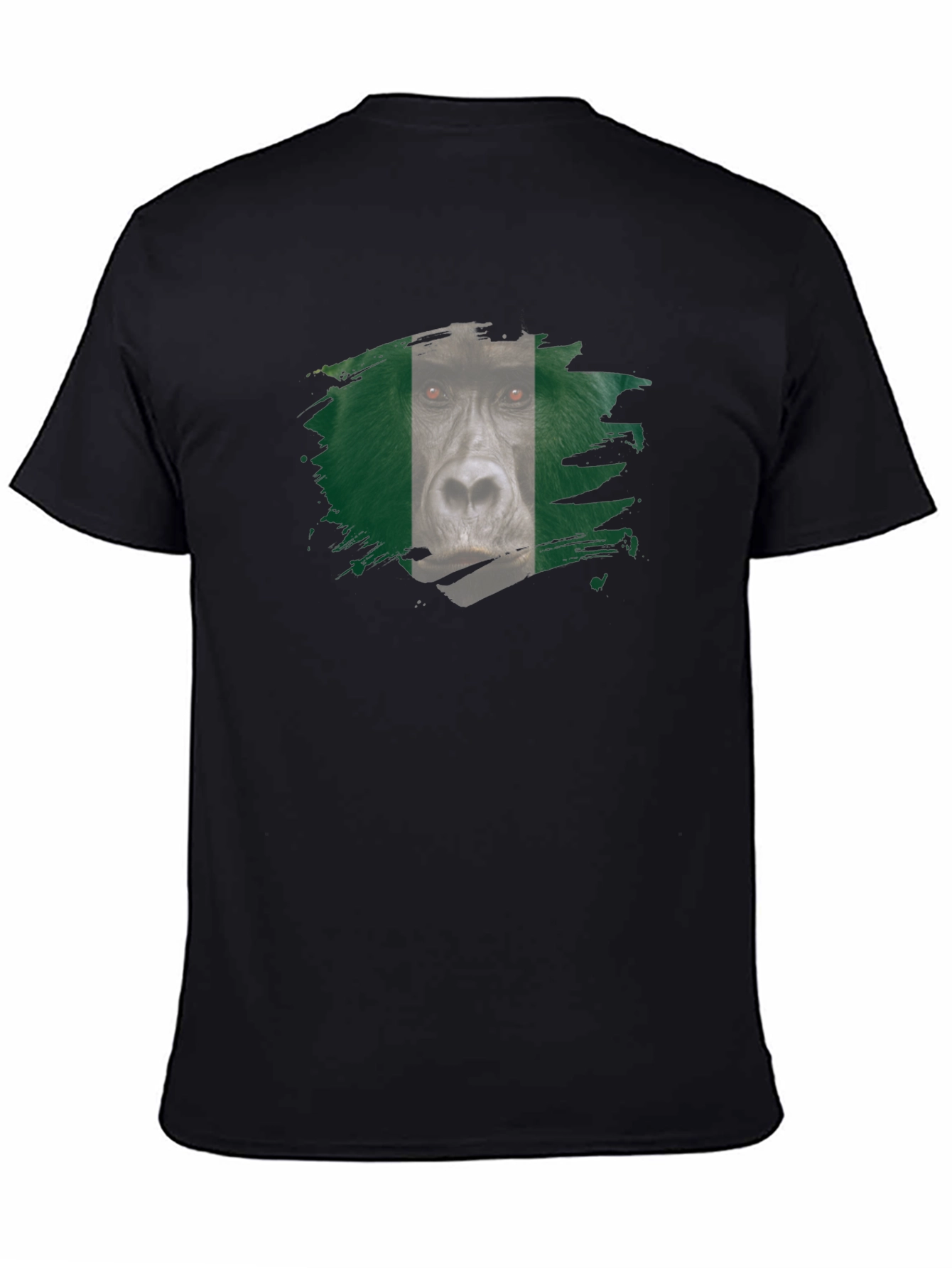 Gorilla Nigeria Flag Graphic Black T-Shirt