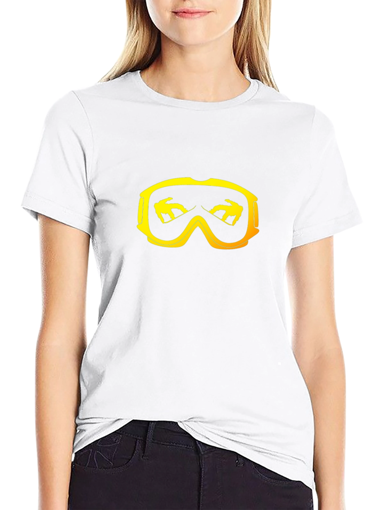 Snowboard Goggles Graphic Tee - Black Cotton T-Shirt