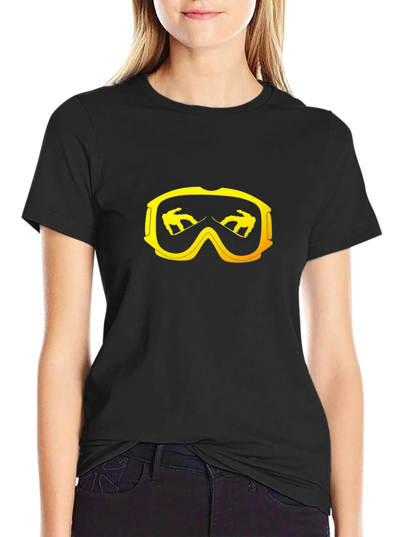 Snowboard Goggles Graphic Tee - Black Cotton T-Shirt