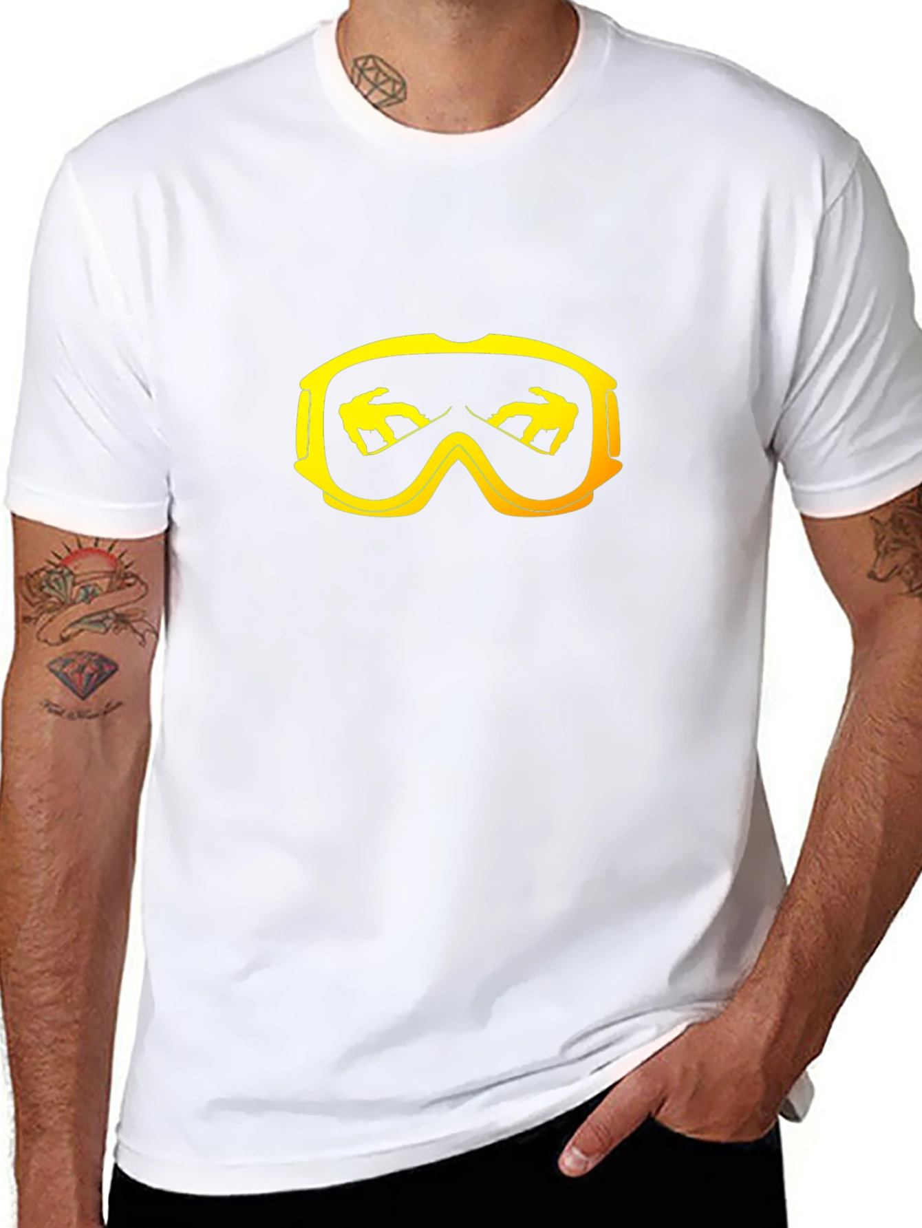 Snowboard Goggles Graphic Tee - Black Cotton T-Shirt