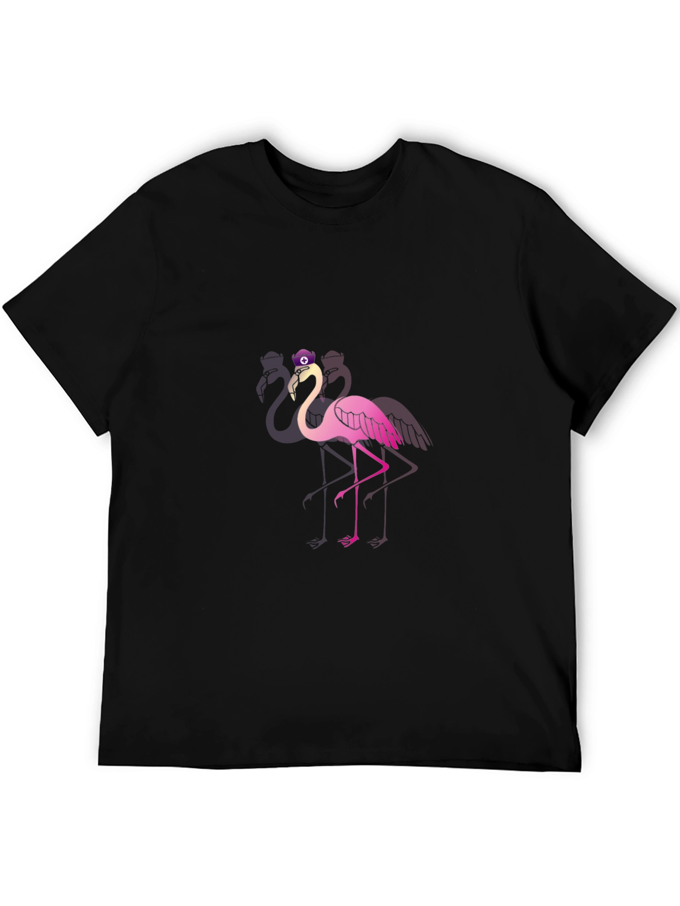 Funky Flamingo T-Shirt - Black Cotton Blend