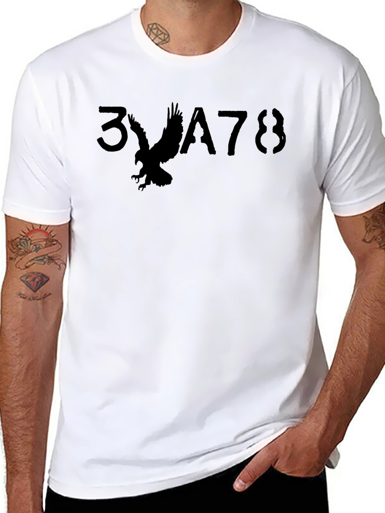 Mens Black Graphic T-Shirt - Eagle Design