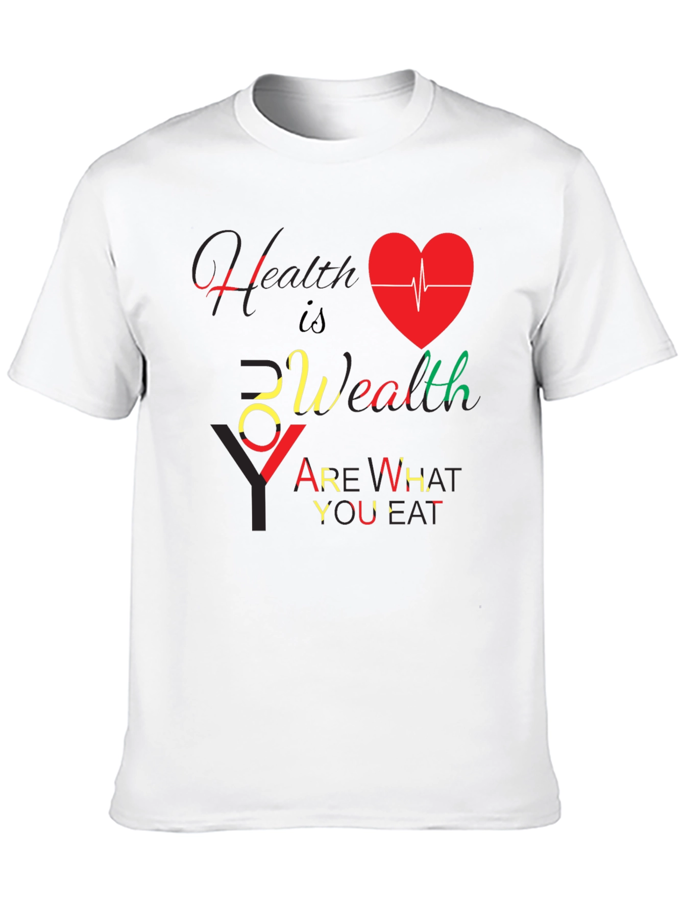 Health Is Wealth Black Graphic T-Shirt