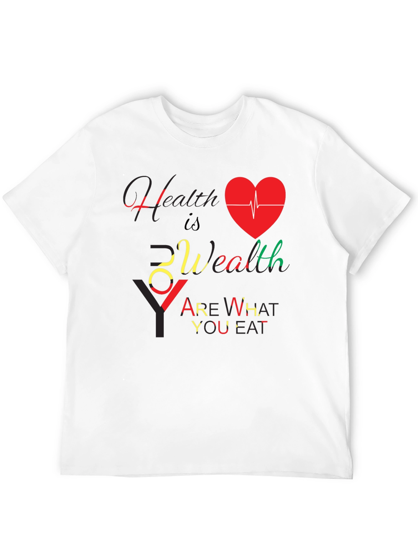 Health Is Wealth Black Graphic T-Shirt