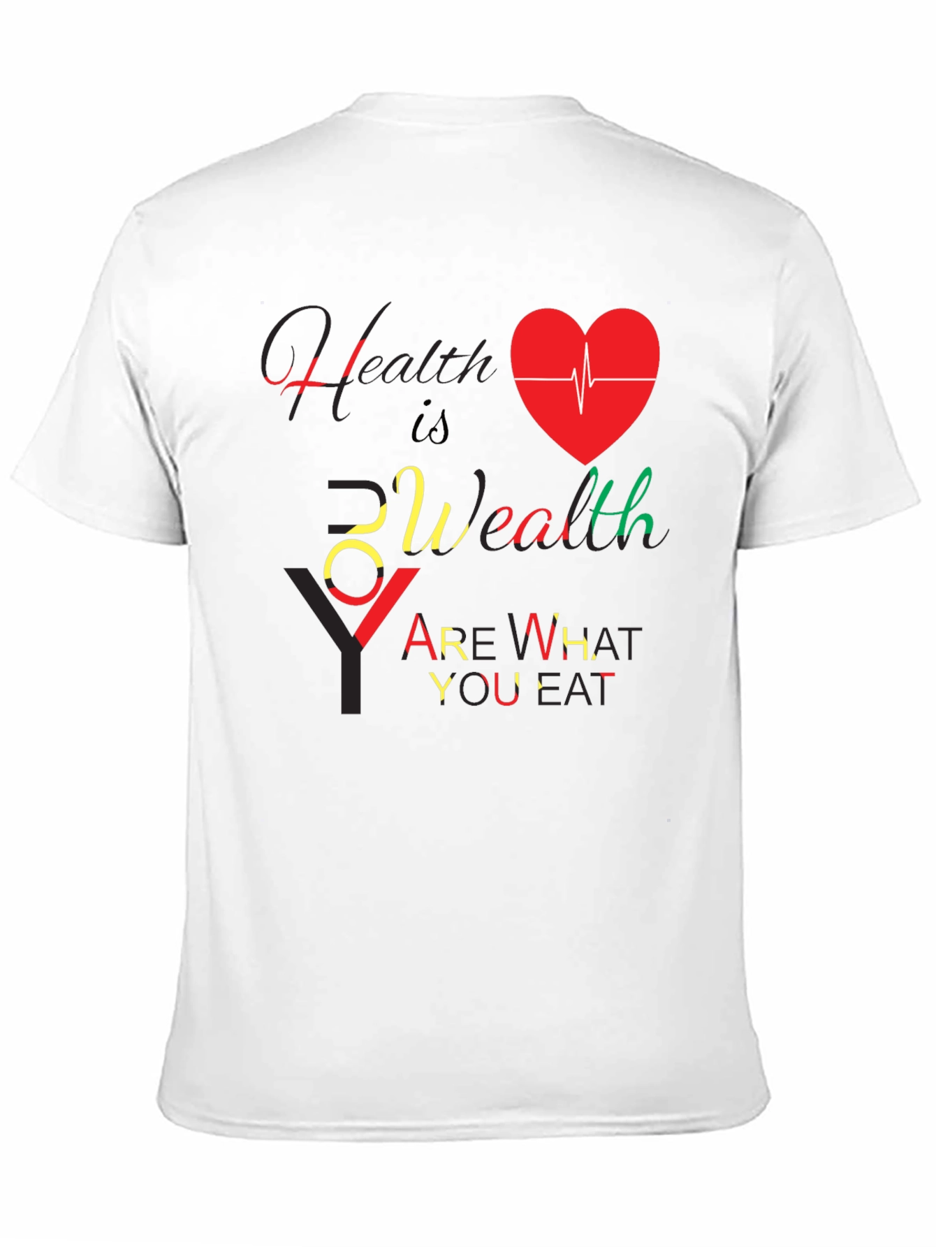 Health Is Wealth Black Graphic T-Shirt