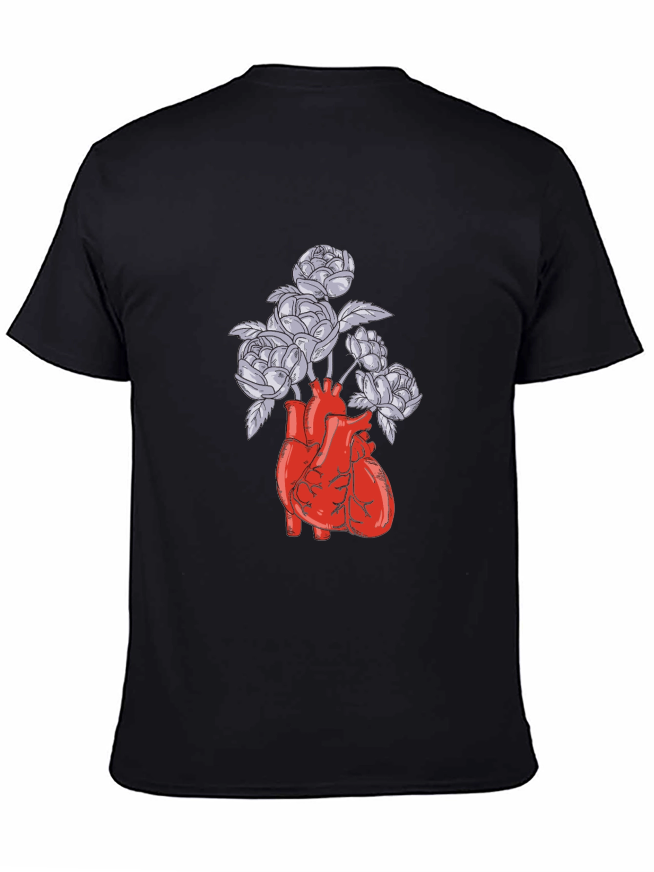 Anatomical Heart and Flowers Graphic T-Shirt