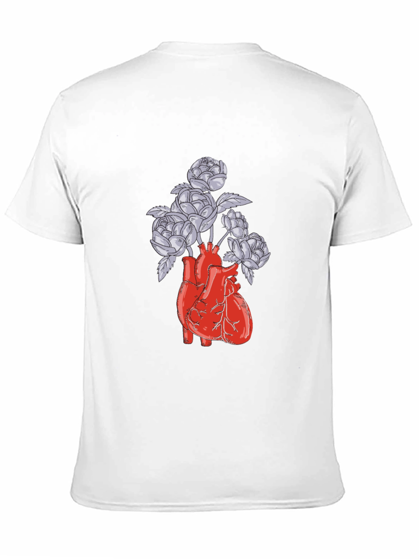 Anatomical Heart and Flowers Graphic T-Shirt