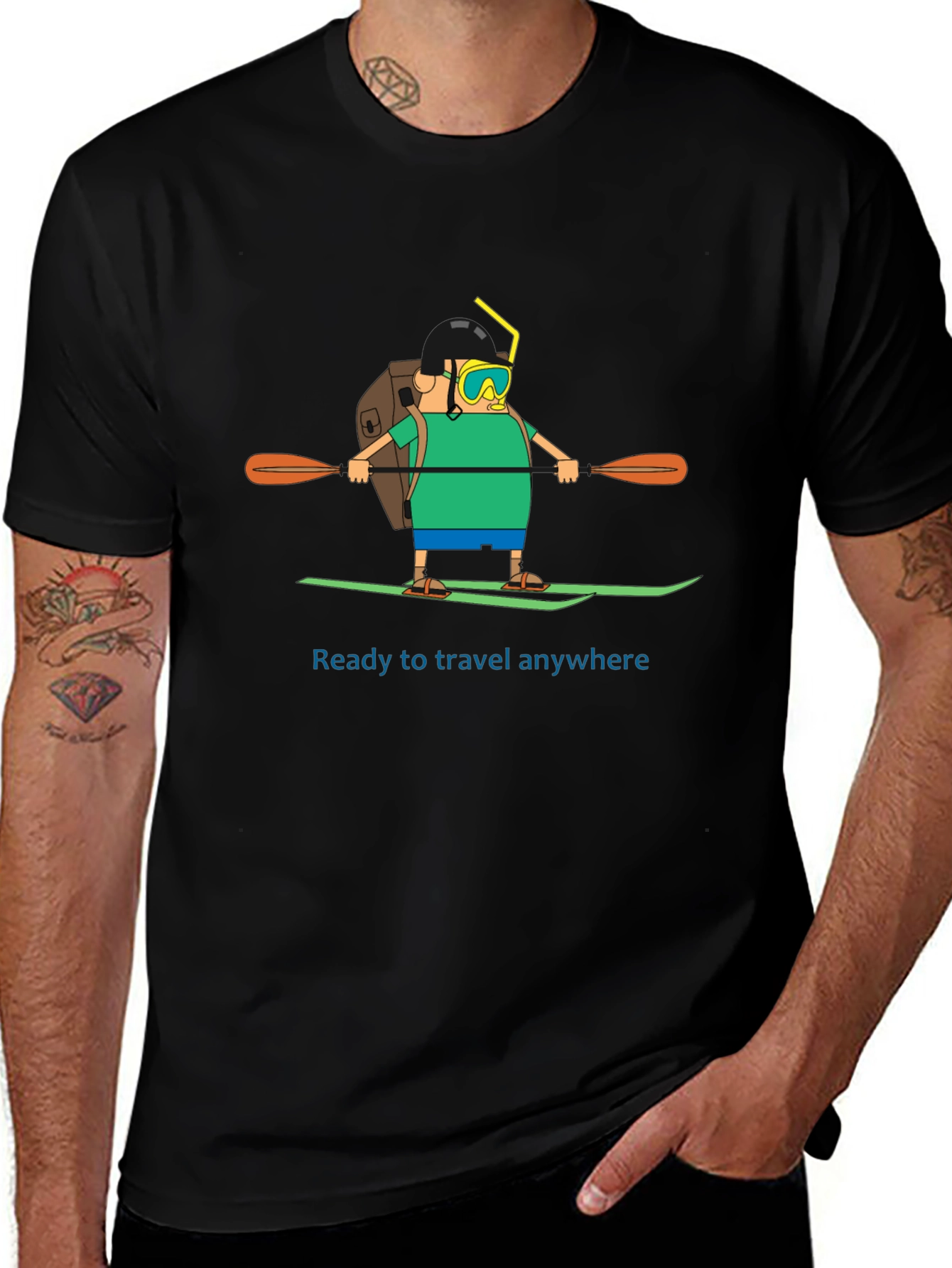 Traveler Cartoon Graphic T-Shirt