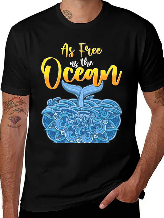 As Free as the Ocean T-Shirt - Whale Tail Design