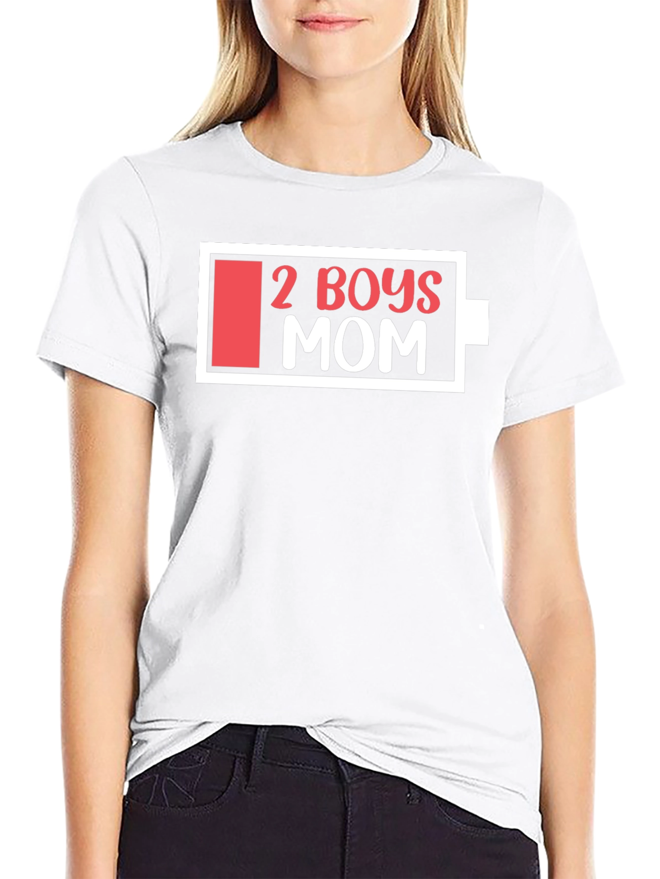 2 Boys Mom Battery Graphic T-Shirt - Black