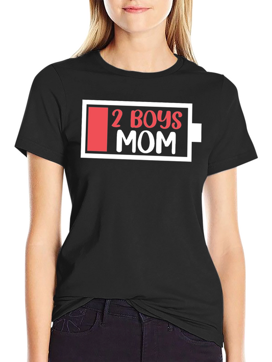 2 Boys Mom Battery Graphic T-Shirt - Black