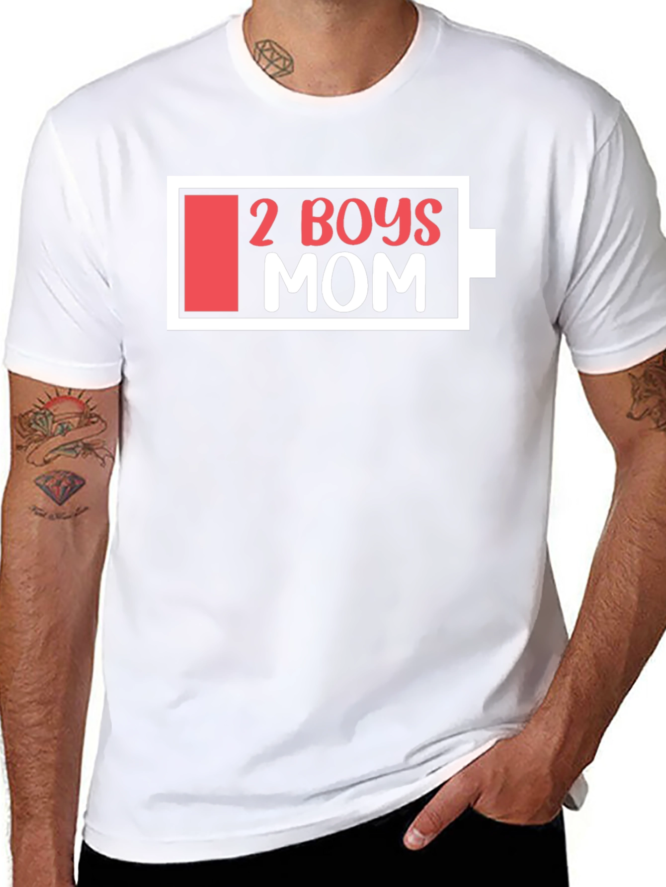 2 Boys Mom Battery Graphic T-Shirt - Black