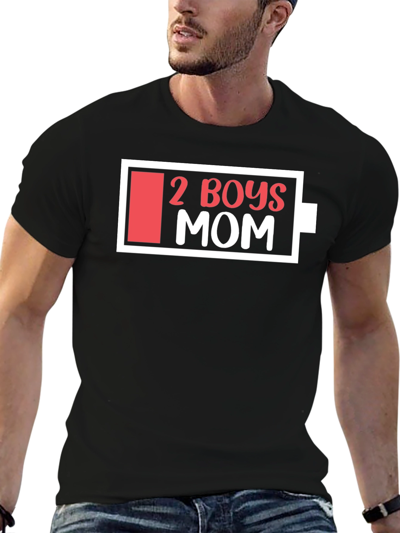 2 Boys Mom Battery Graphic T-Shirt - Black