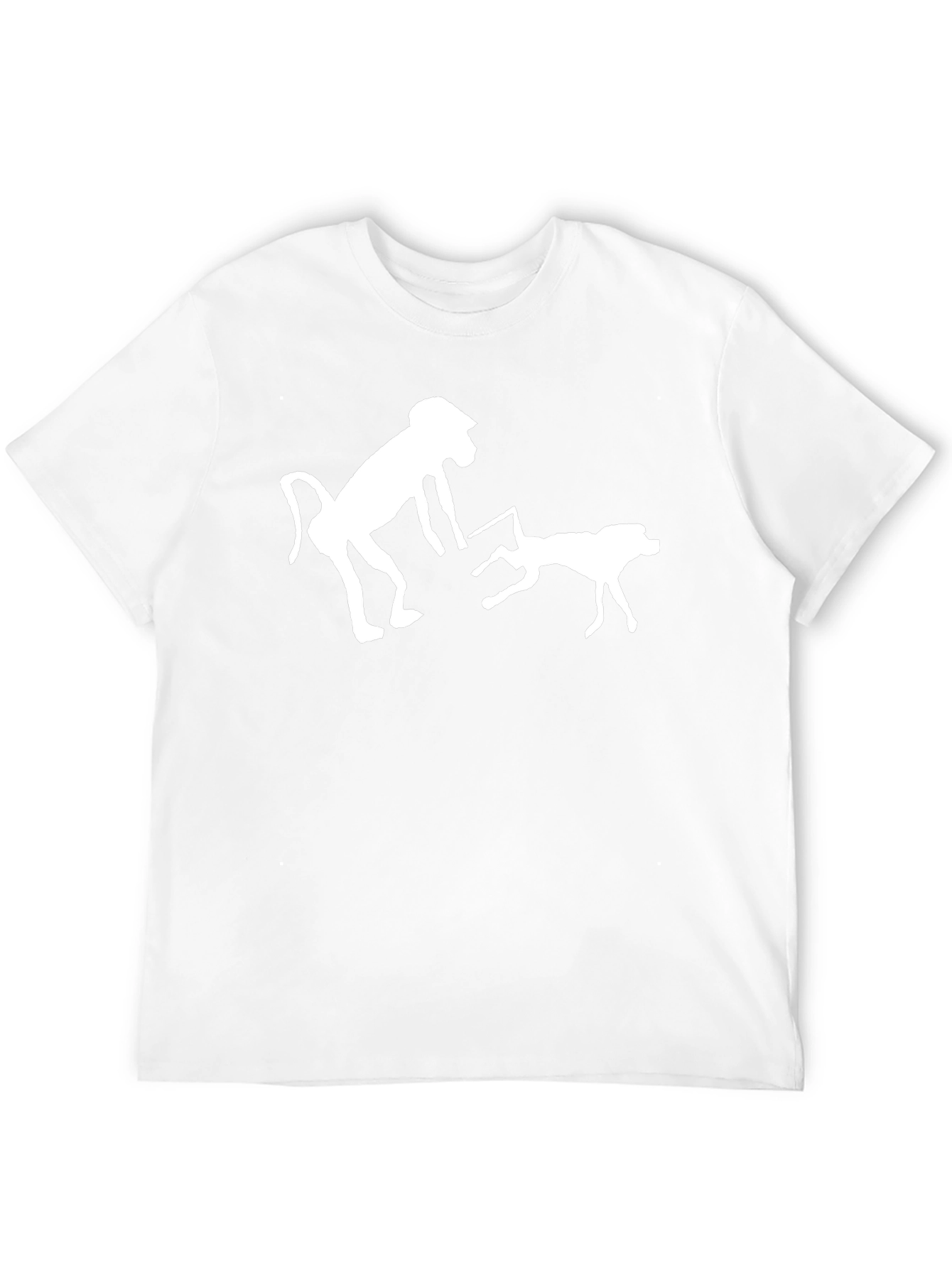 Novelty Black T-Shirt with Monkey & Dog Graphic