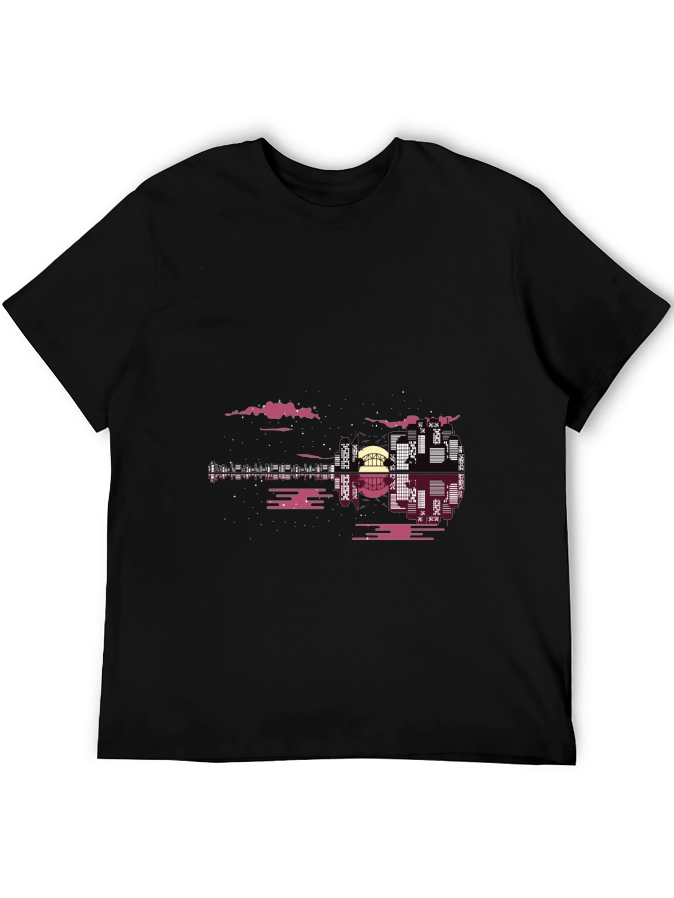 Urban Guitar Graphic Tee - Mens Black Cotton Shirt