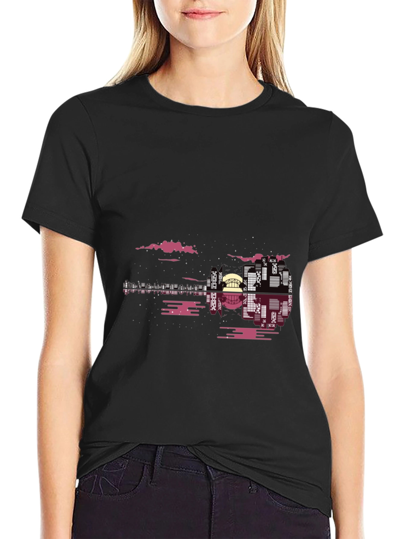 Urban Guitar Graphic Tee - Mens Black Cotton Shirt