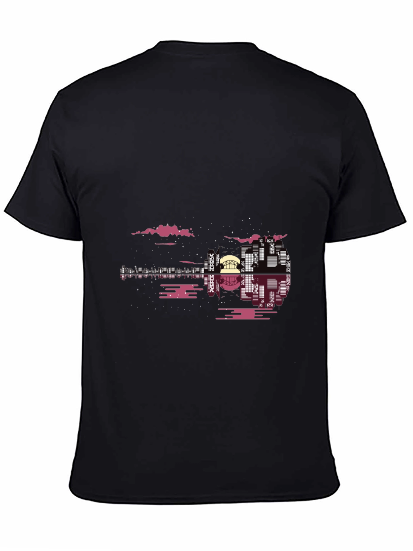 Urban Guitar Graphic Tee - Mens Black Cotton Shirt