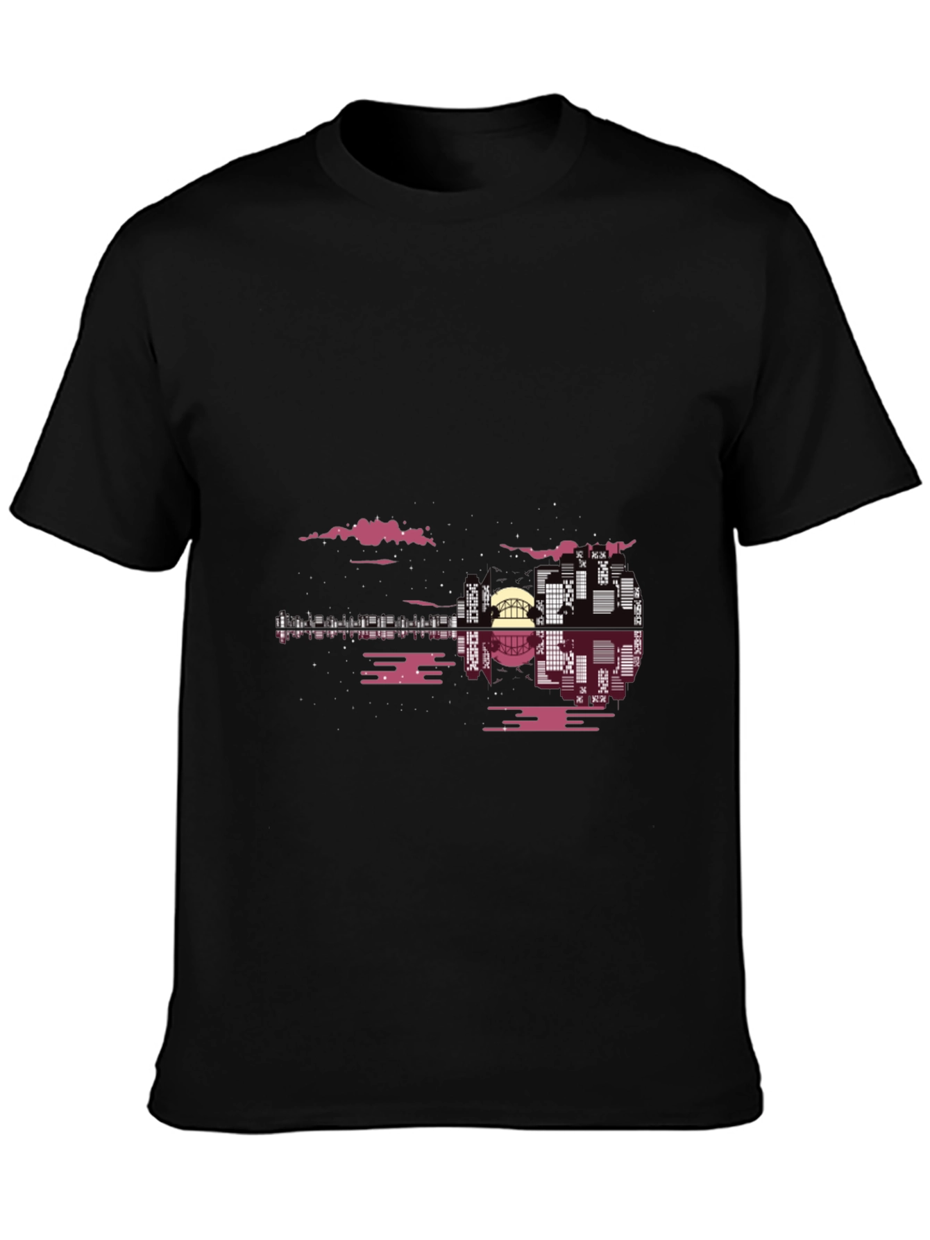 Urban Guitar Graphic Tee - Mens Black Cotton Shirt
