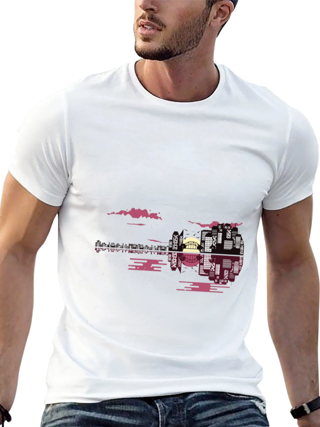 Urban Guitar Graphic Tee - Mens Black Cotton Shirt