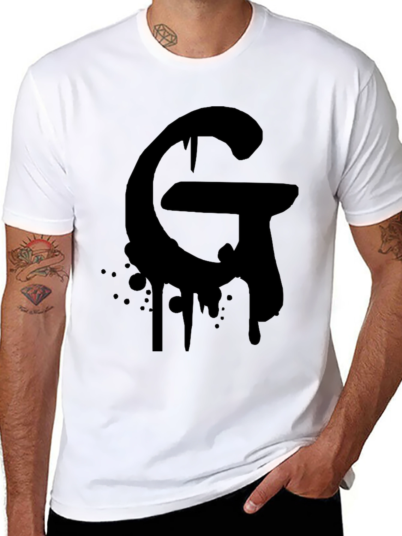 Mens Black Graphic G T-Shirt