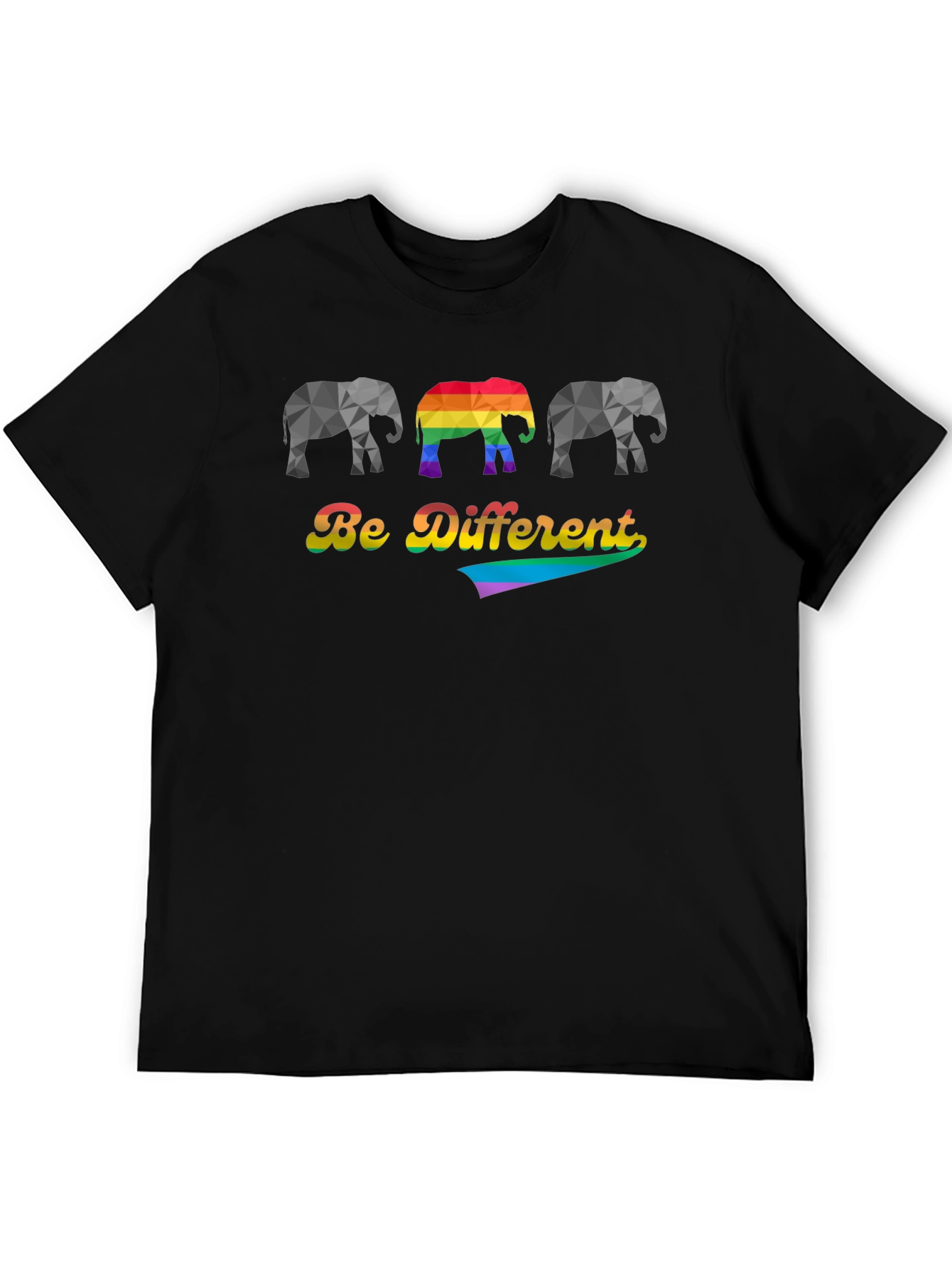 Be Different Elephant Graphic Tee - Black Cotton Blend