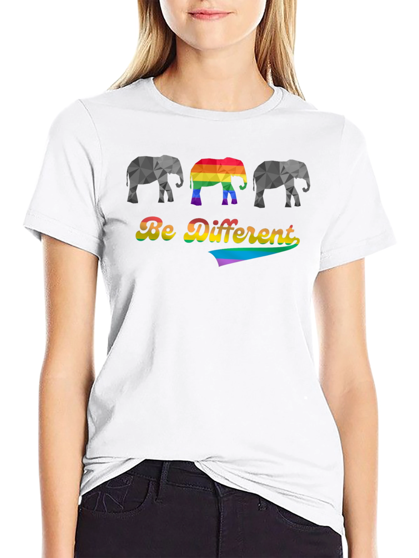 Be Different Elephant Graphic Tee - Black Cotton Blend