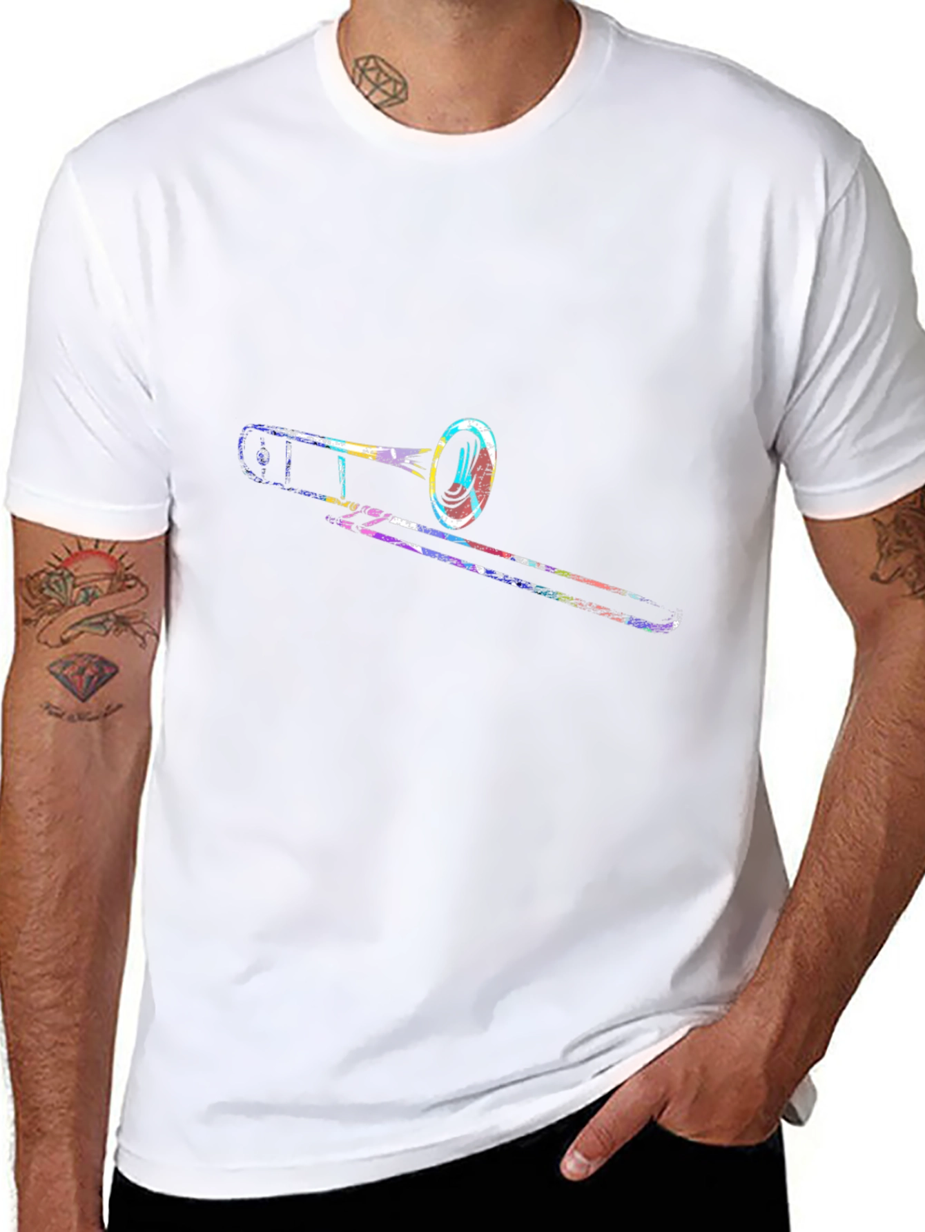Trombone Graphic Print Black T-Shirt