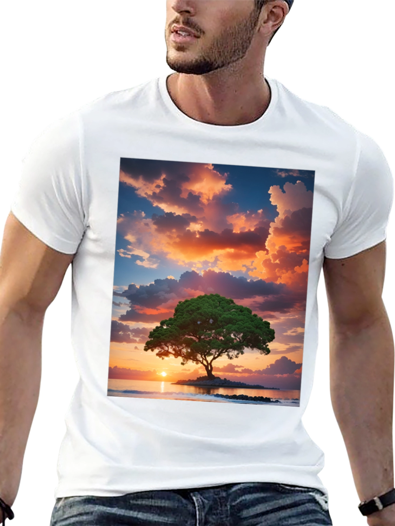 Sunset Tree Graphic Tee - Nature Inspired T-Shirt