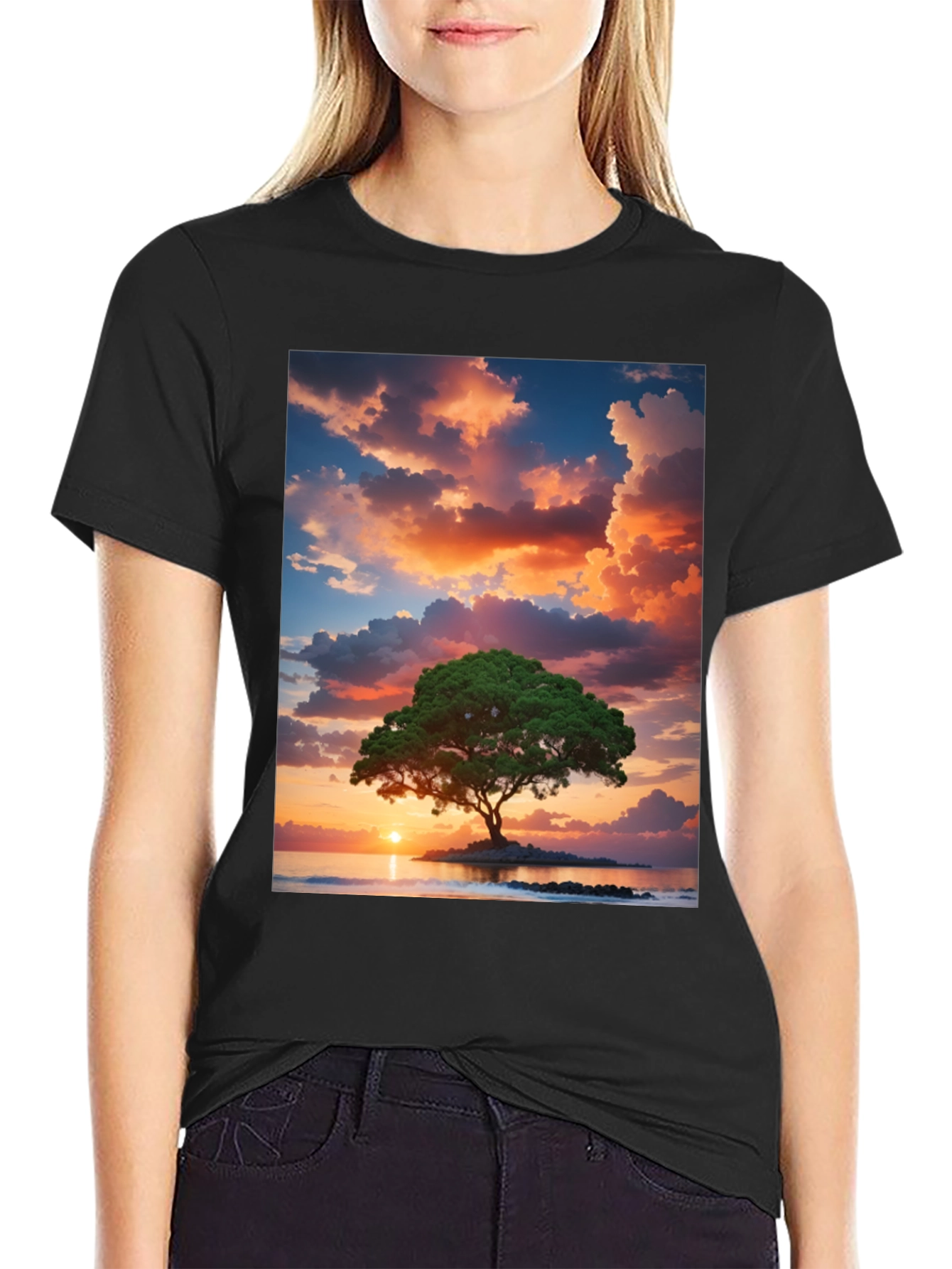 Sunset Tree Graphic Tee - Nature Inspired T-Shirt