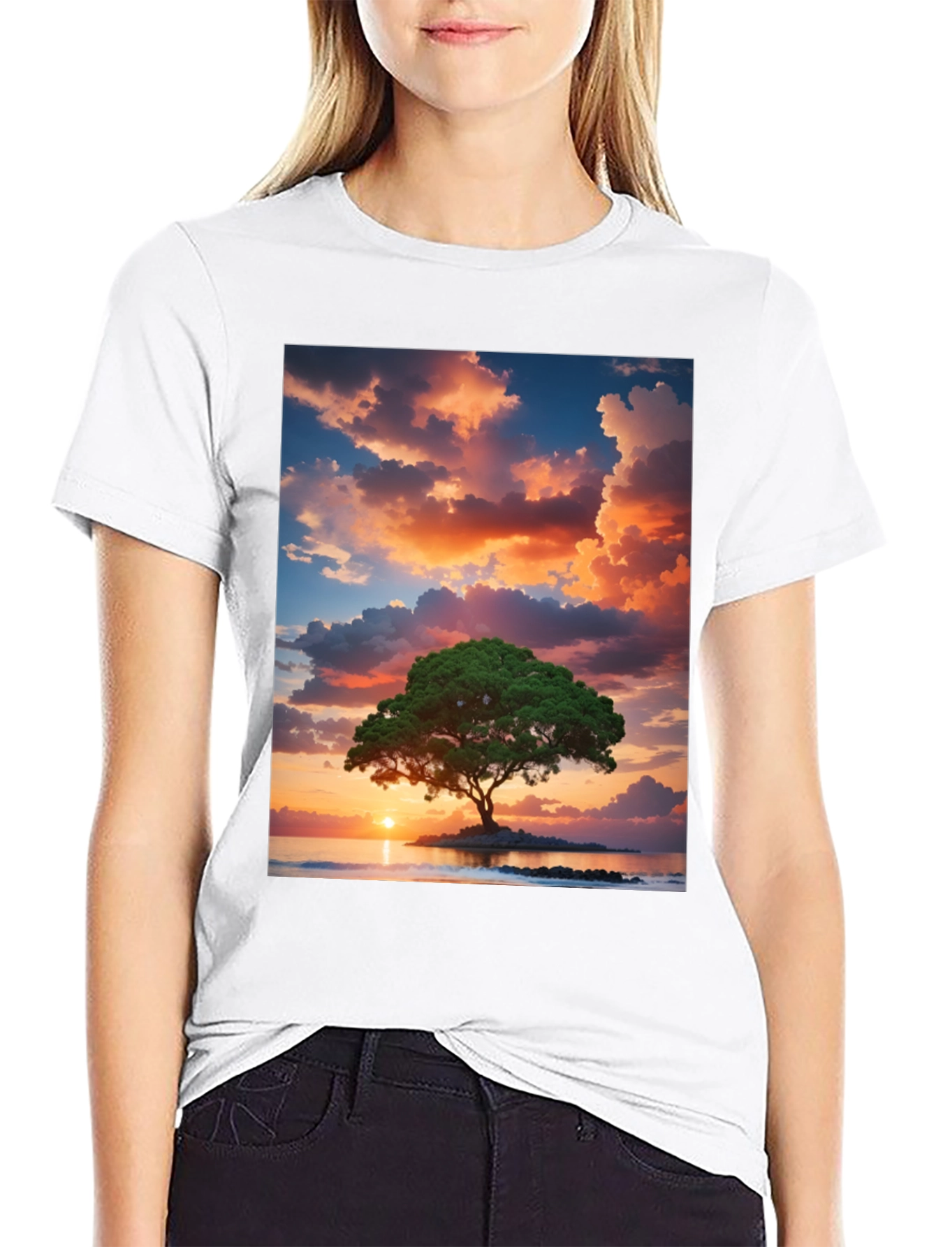 Sunset Tree Graphic Tee - Nature Inspired T-Shirt