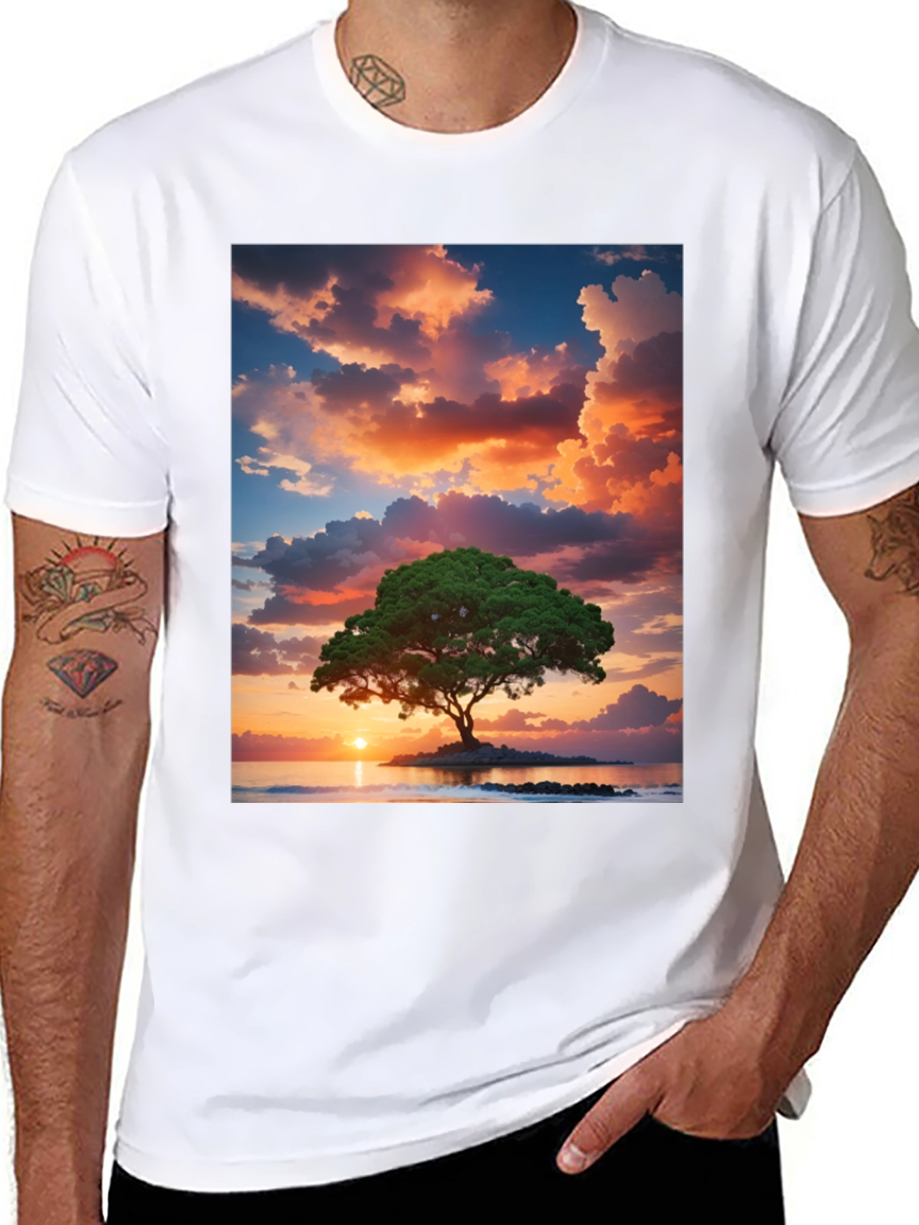 Sunset Tree Graphic Tee - Nature Inspired T-Shirt