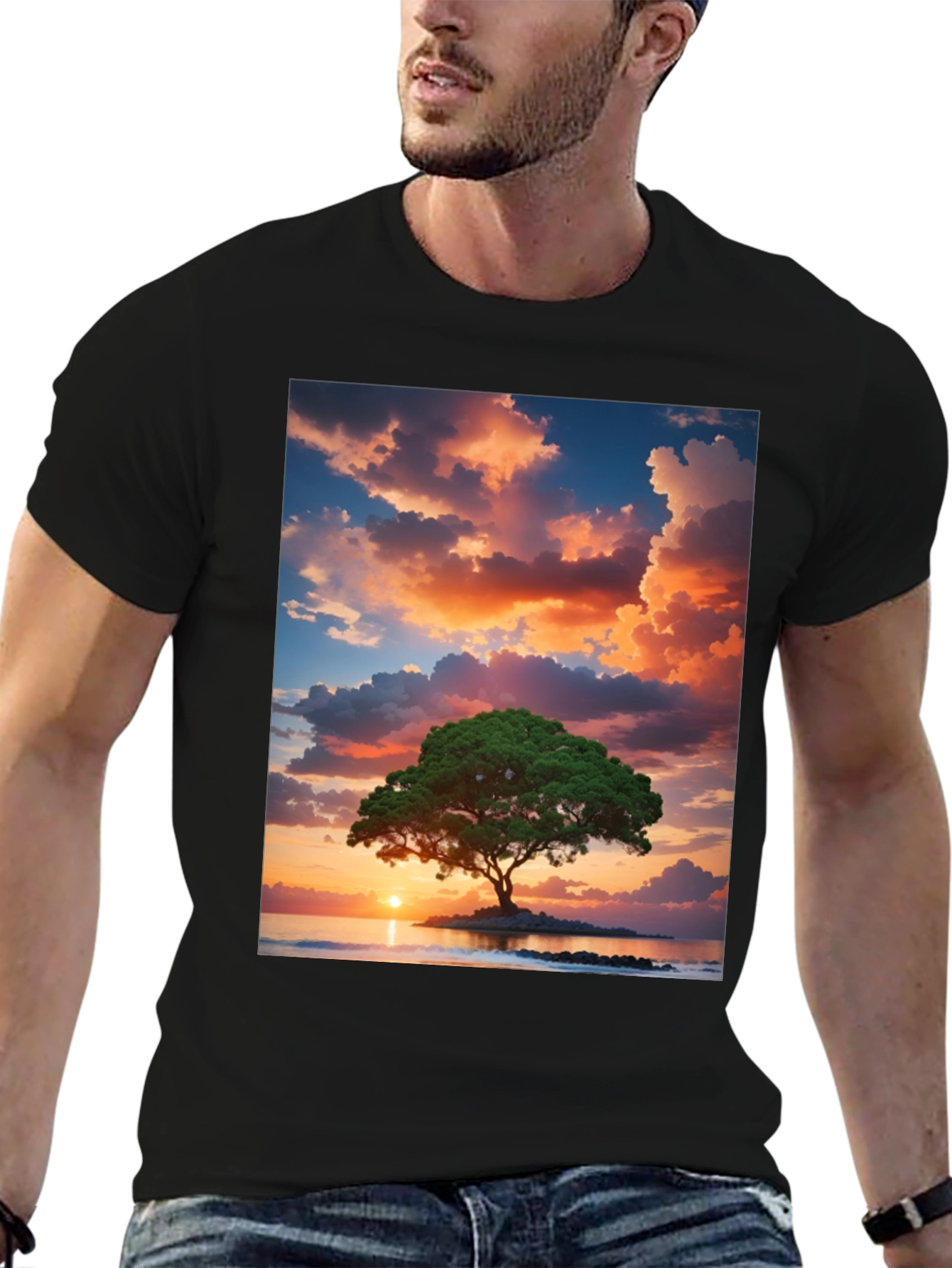 Sunset Tree Graphic Tee - Nature Inspired T-Shirt