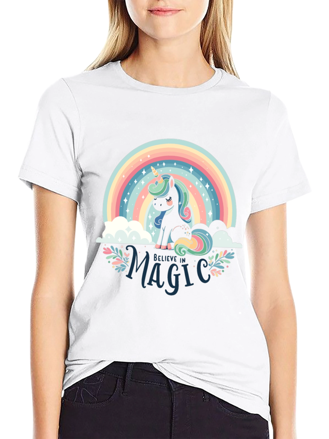 Believe in Magic Unicorn Rainbow T-Shirt