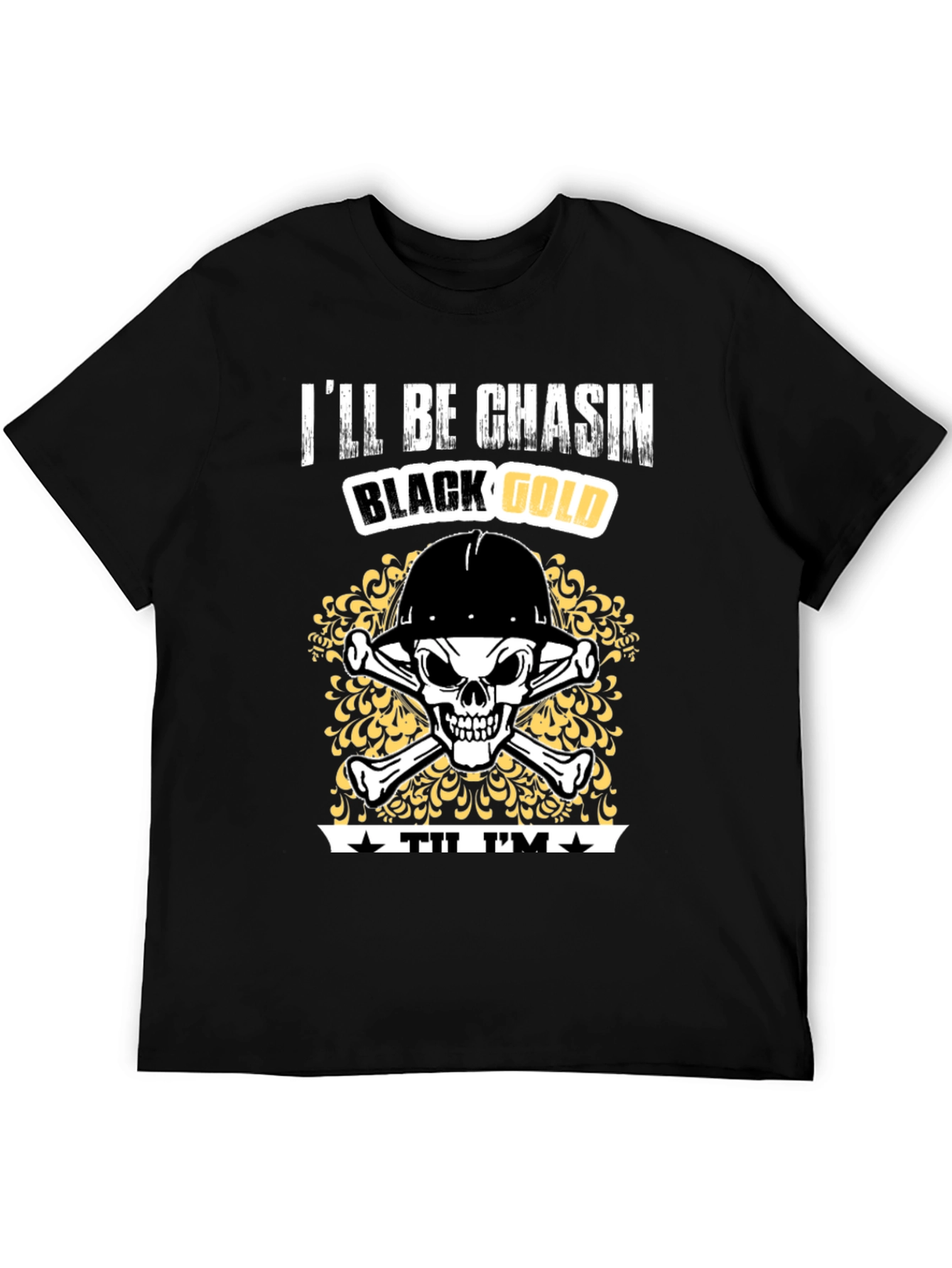 Black Gold Miner Skull T-Shirt