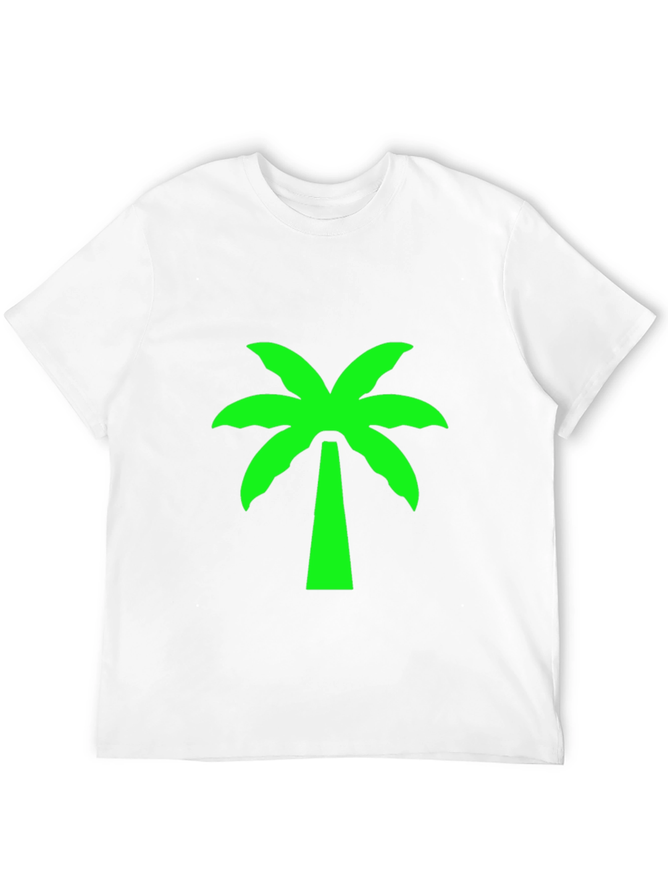 Black T-Shirt with Neon Green Palm Tree Graphic