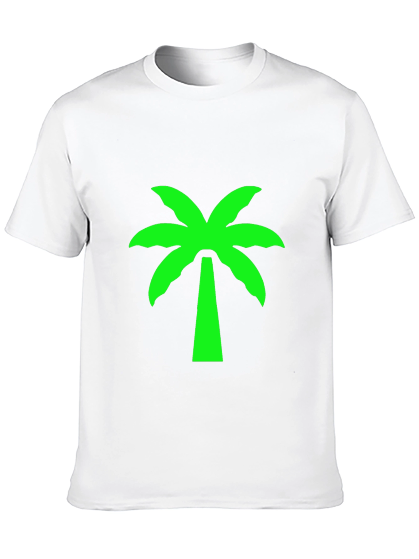 Black T-Shirt with Neon Green Palm Tree Graphic