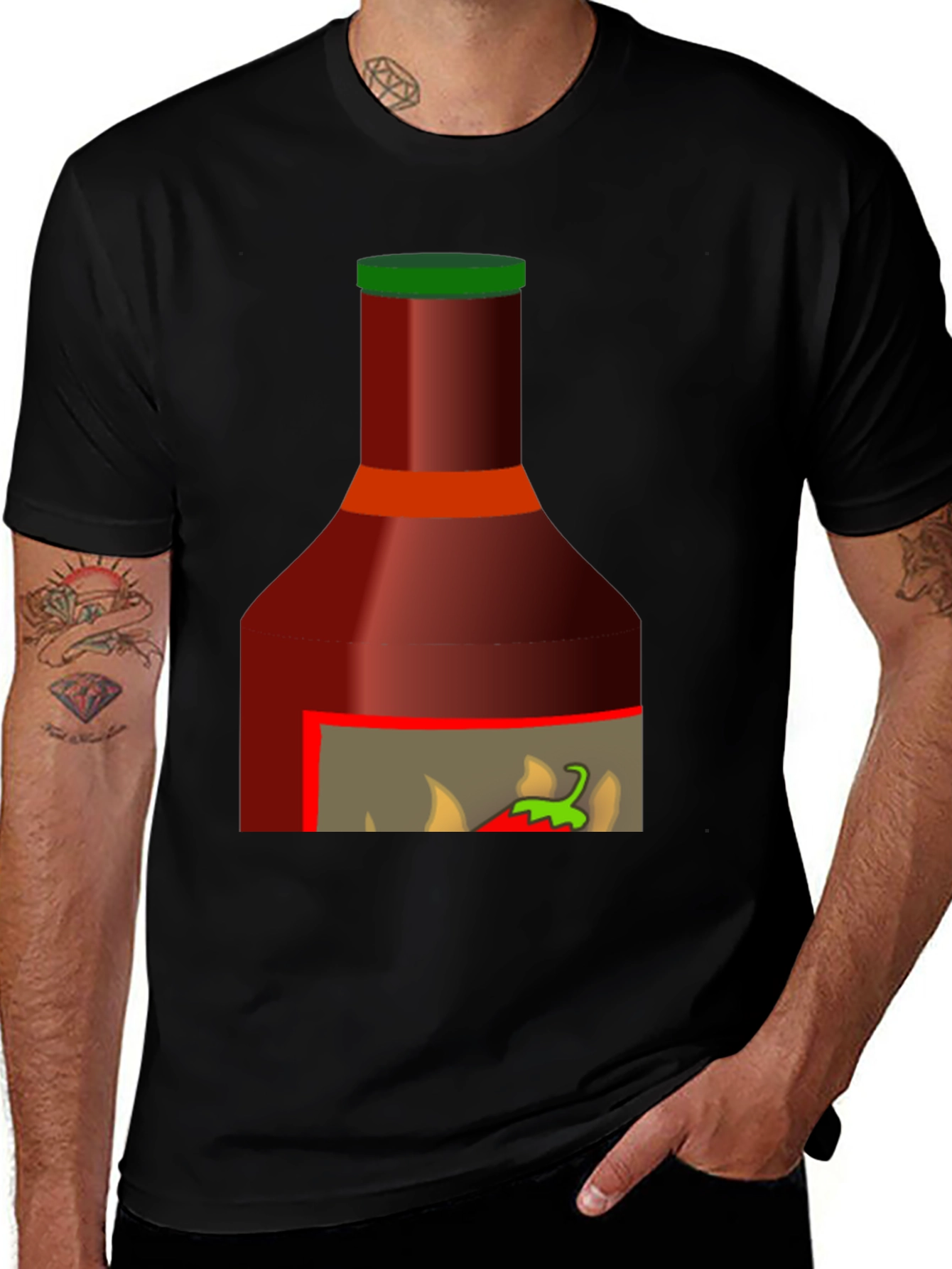 Spicy Sauce Graphic Tee - Black T-Shirt