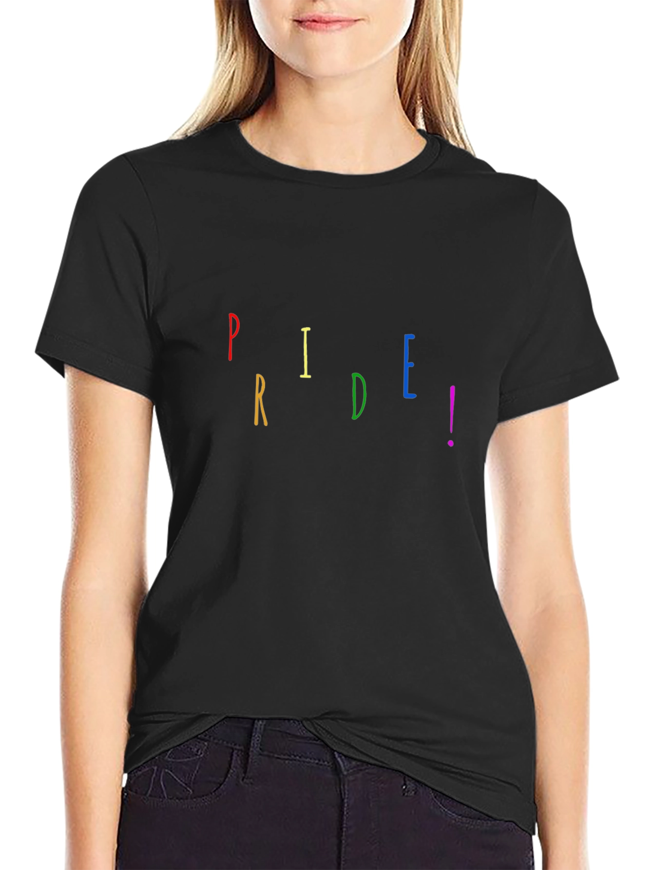 Pride Rainbow Graphic T-Shirt - Black Crew Neck Tee