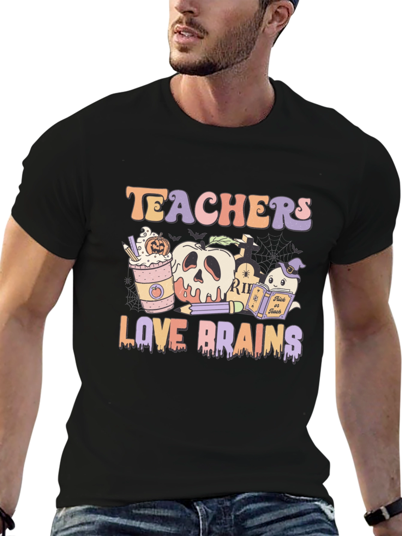 Teachers Love Brains Halloween Graphic Tee