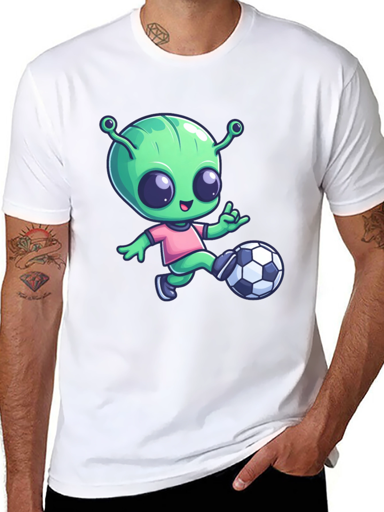 Alien Soccer T-Shirt - Fun Cartoon Design