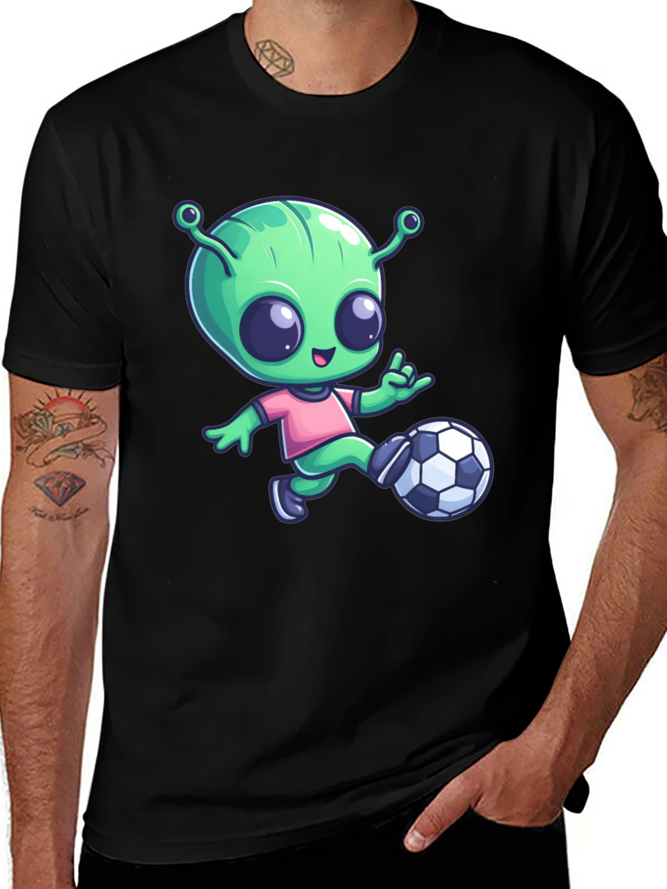Alien Soccer T-Shirt - Fun Cartoon Design